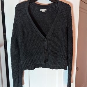 AE dark grey cropped knit cardigan